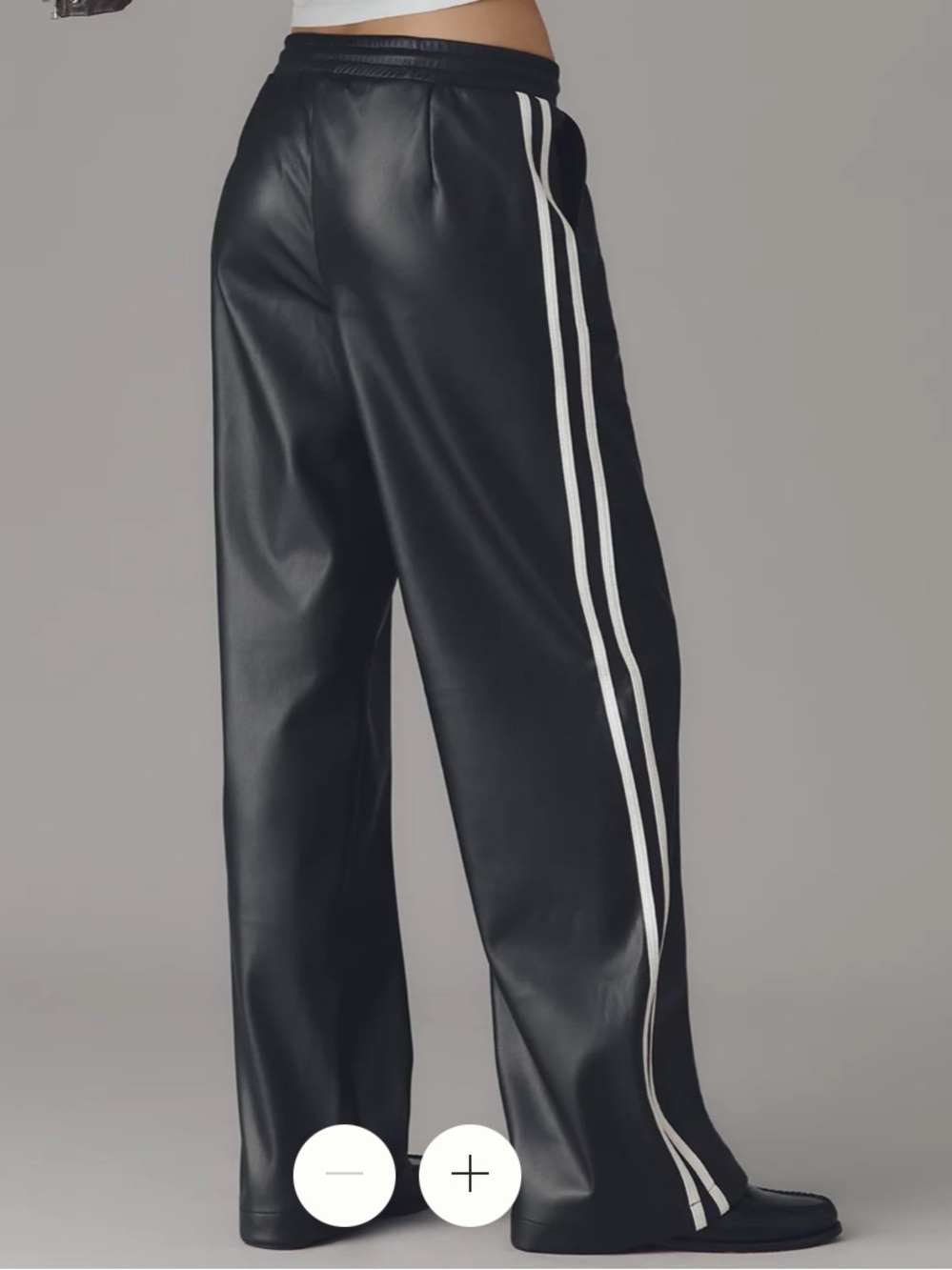 Bishop + Young Black Faux Leather Track Pants